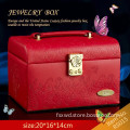 Luxurious Leather Jewelry Ring Earring Box Case with Mirror & Lock Leather Jewelry Box